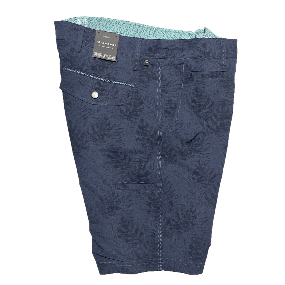 7 Diamonds Honolua Performance Shorts Mens 32 Navy Floral Hybrid Golf Beach